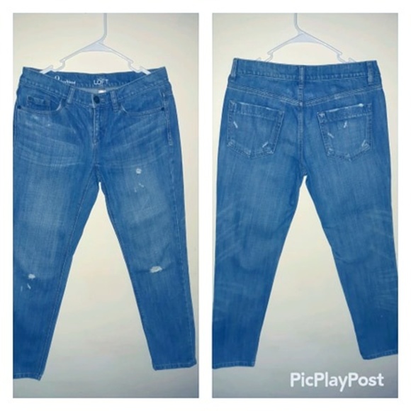 LOFT Denim - ANN Taylor LOFT DISTRESSED boyfriends jeans sz 0